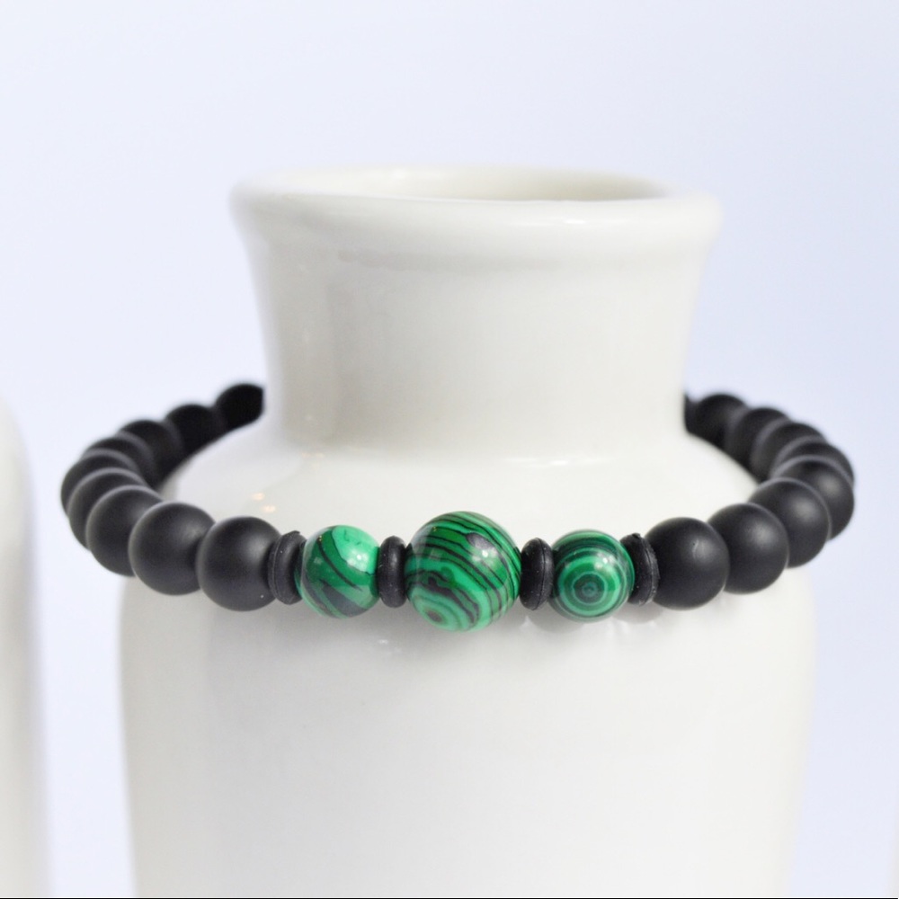MENS | Malachite Gemstone Green Beaded Bracelet